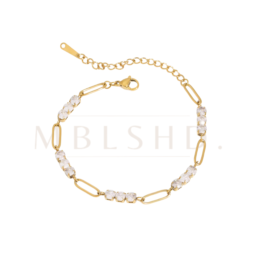Paperclip tennis gold bracelet