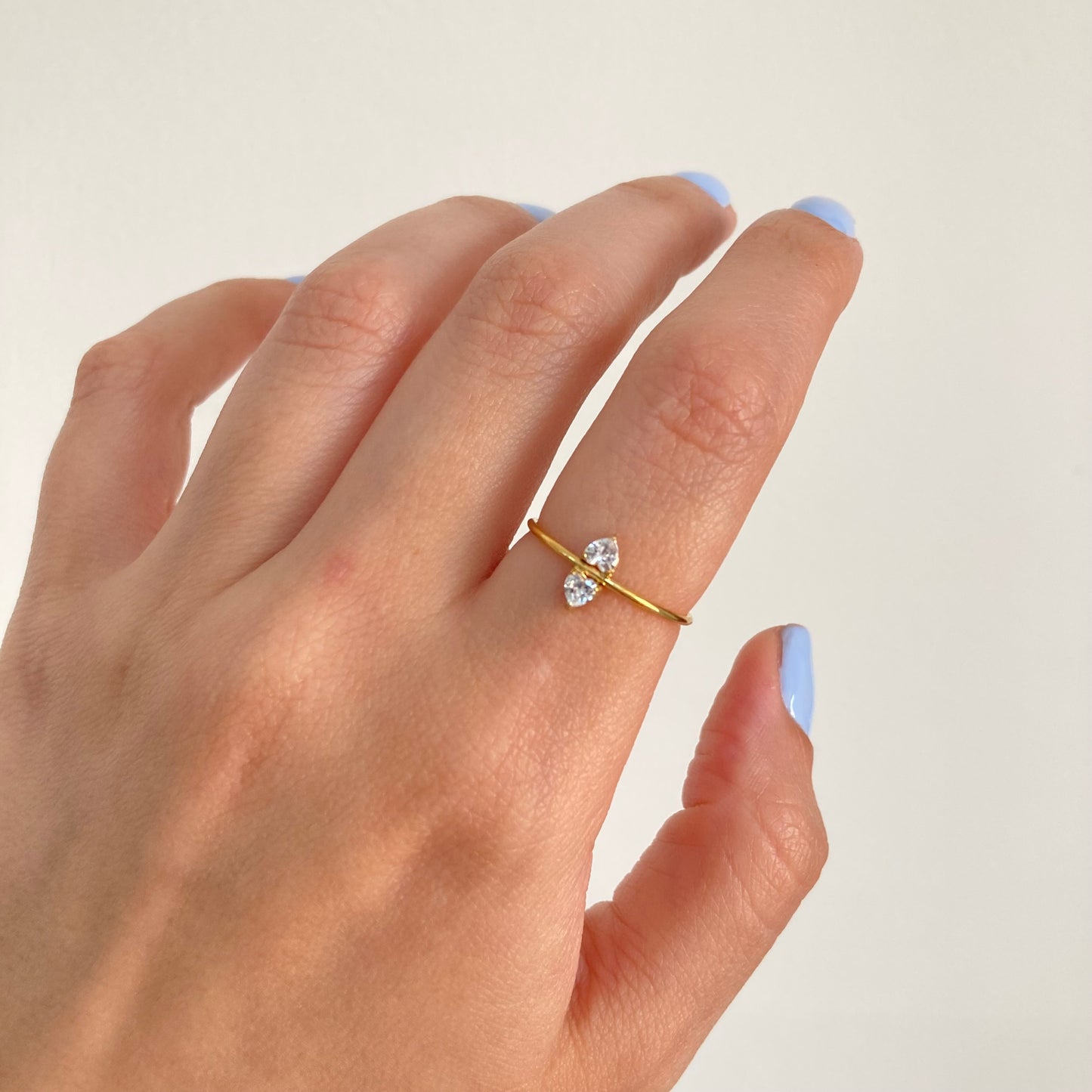 Two Hearts Solitaire Ring