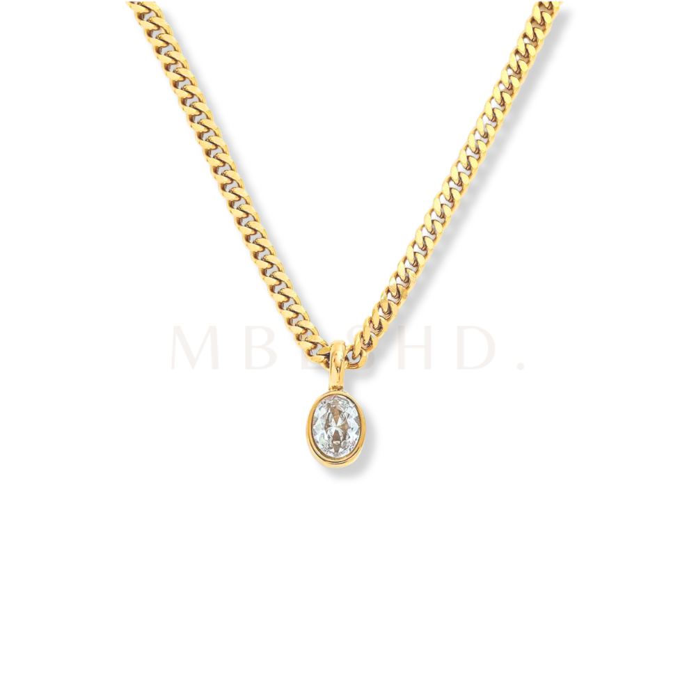 White Oval Pendant Necklace