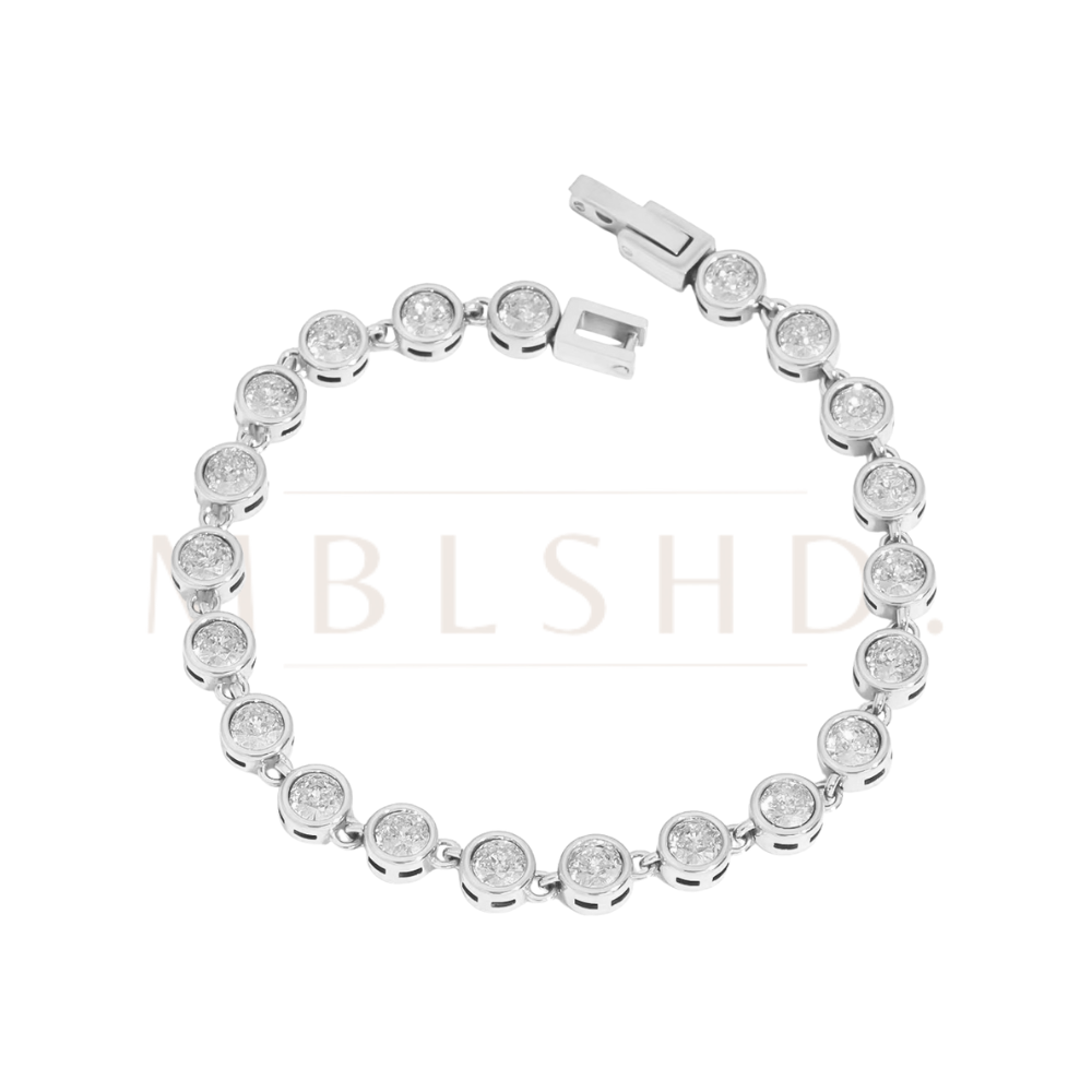 Round Tennis Silver Bracelet