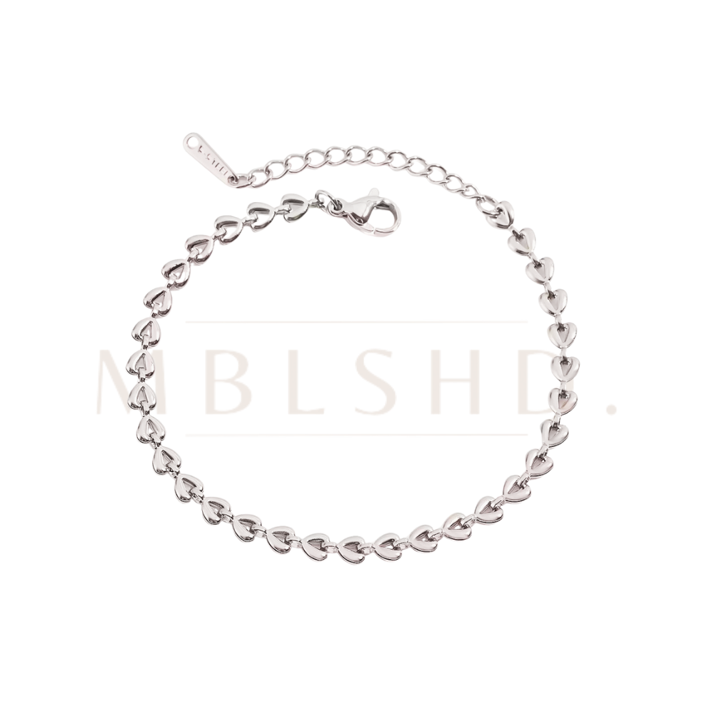 Attached Heart silver bracelet