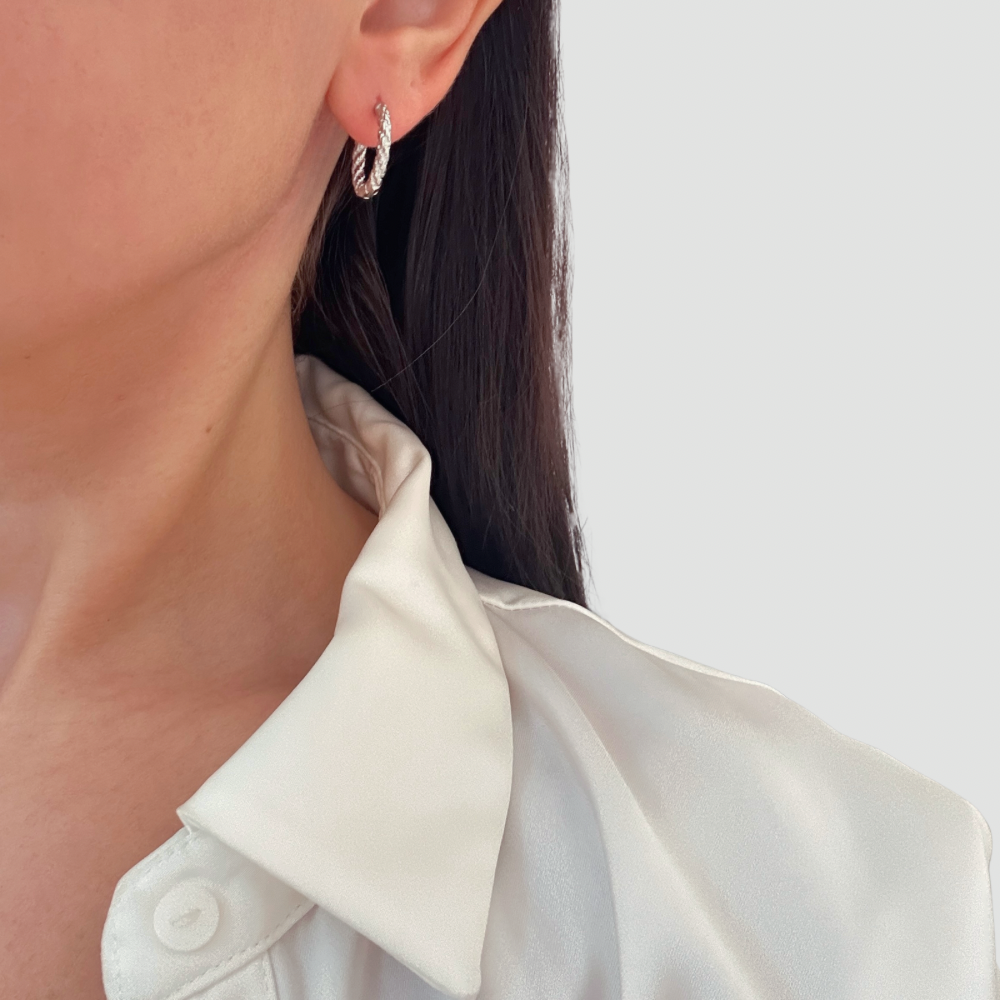 Silver twisted oval Earrings