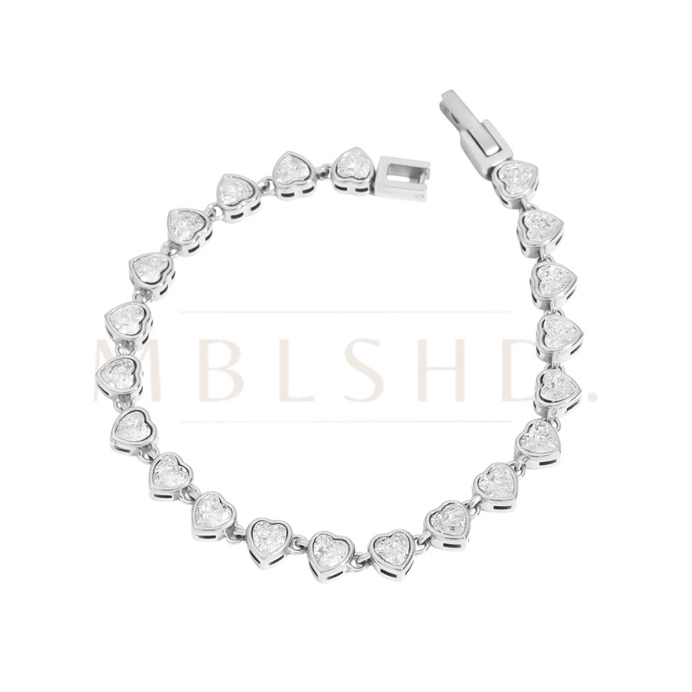 Heart Tennis Silver Bracelet