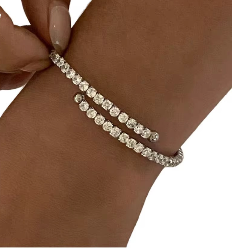 Wrap Tennis Bangle Silver