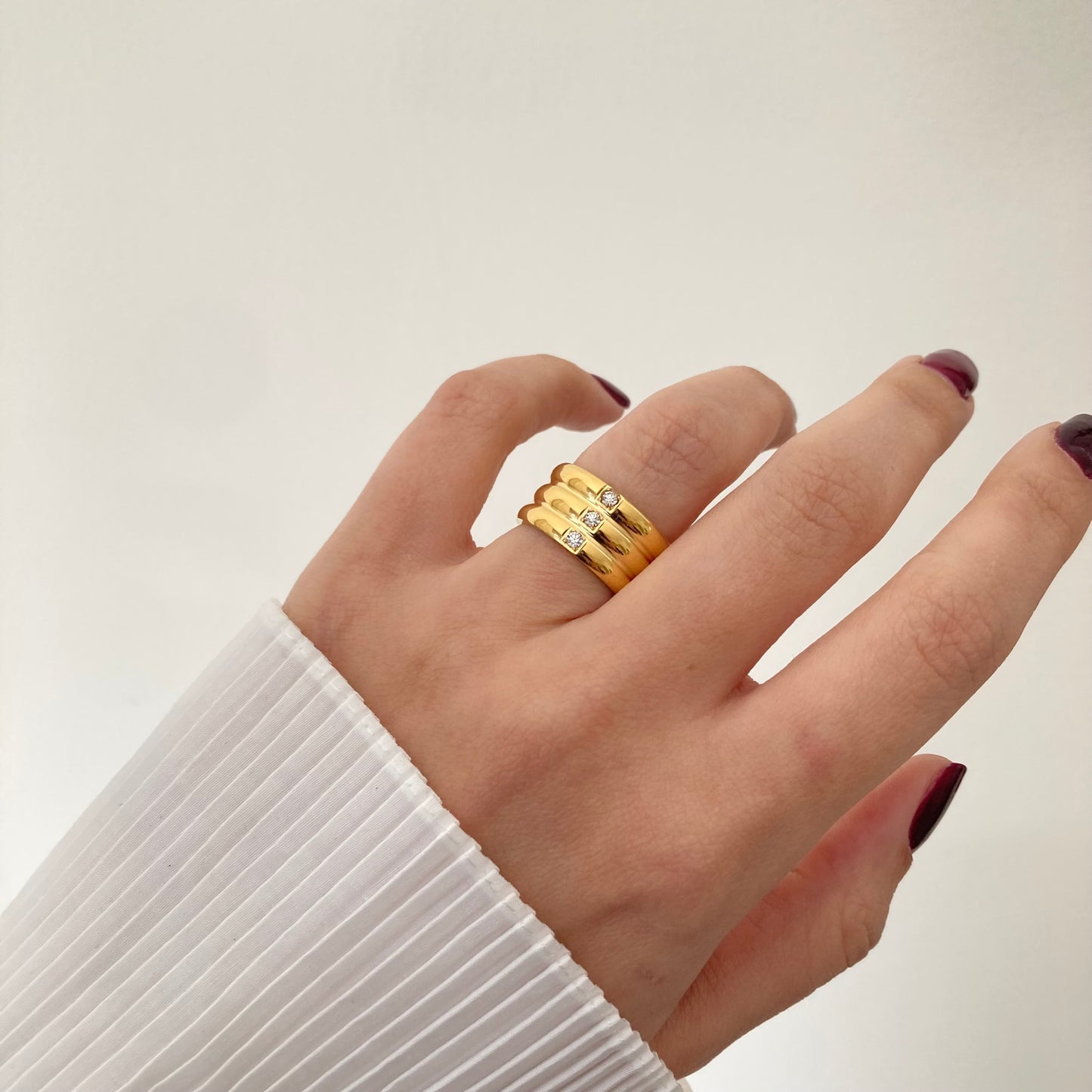 Three Layer Zircon Ring