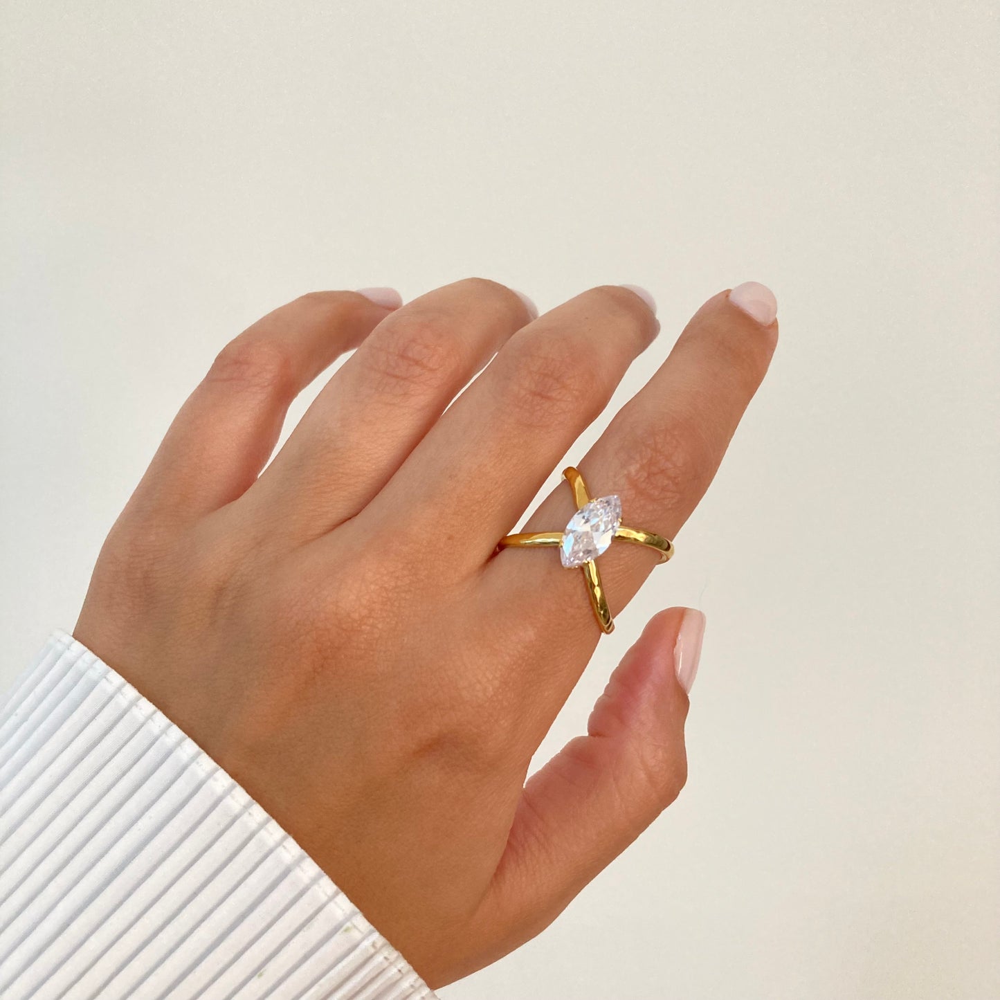 X Shaped Zircon Ring