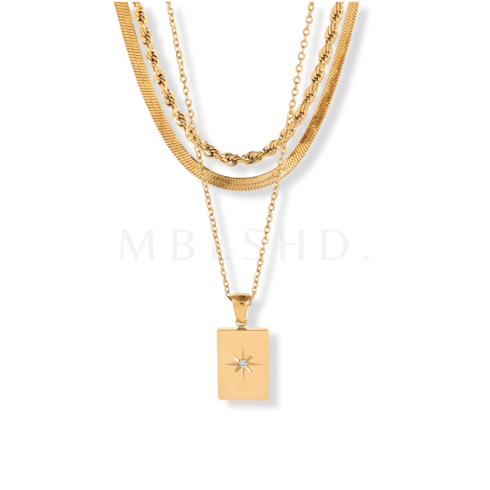 Rectangle Triple Layer Necklace