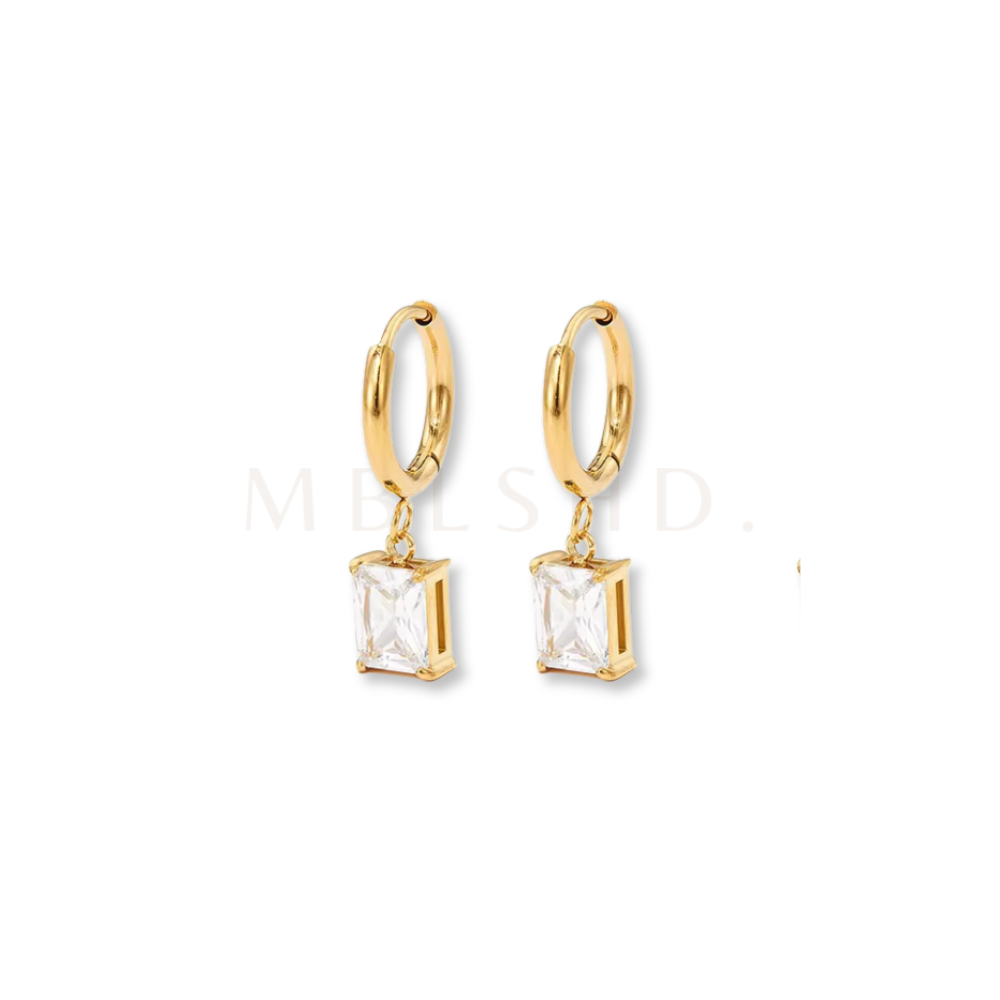 White Square Drop Earrings