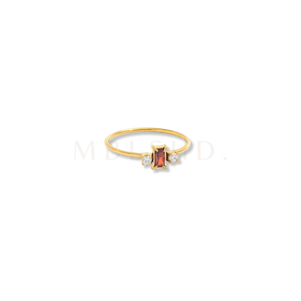 Dainty Red Solitaire Ring