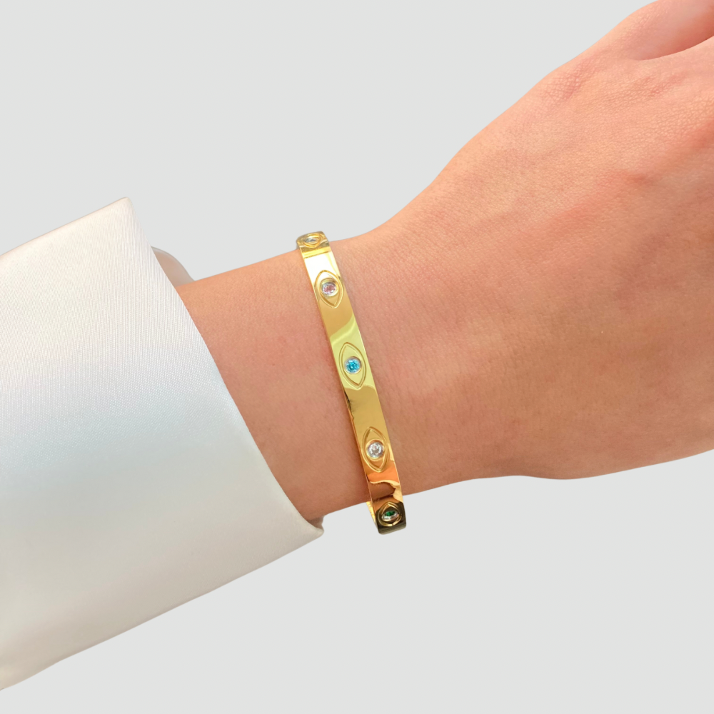 Colorful Eye Bangle Gold