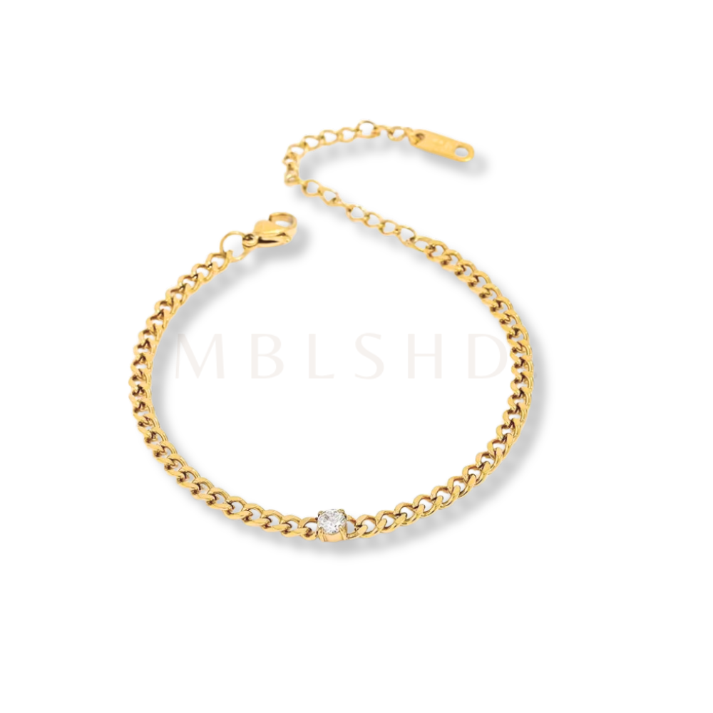 Small Round Zircon Chain Bracelet