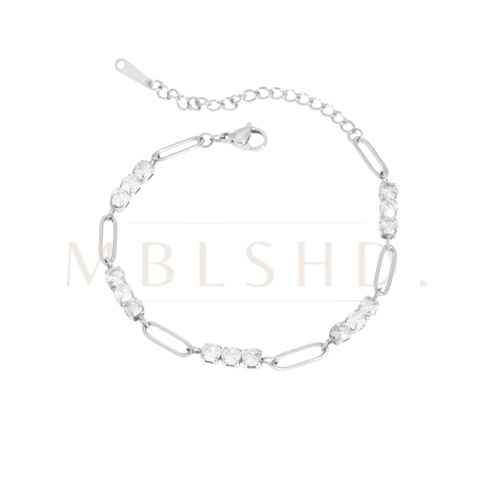 Paperclip tennis silver bracelet