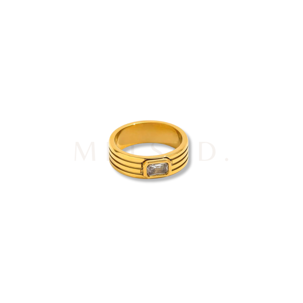 White Ribbed Band Ring