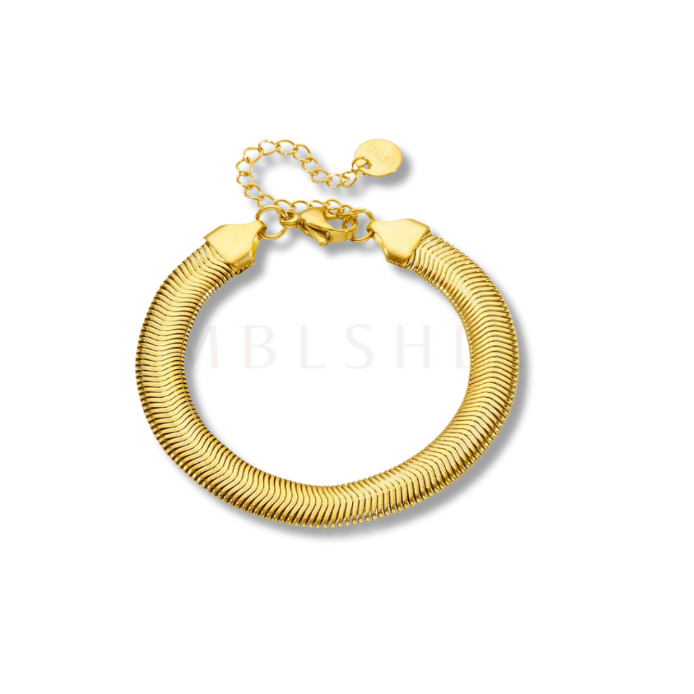 Wide Herringbone Chain Bracelet
