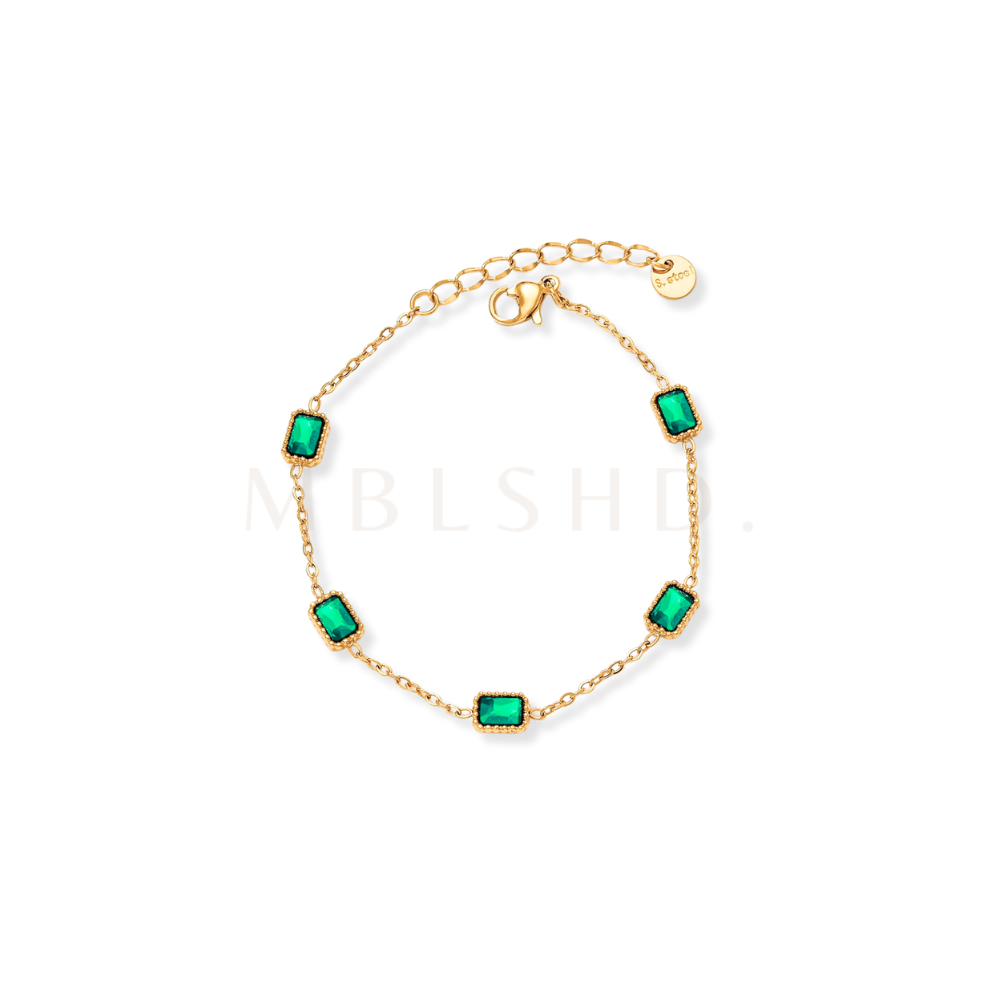 Green Stones Bracelet Gold