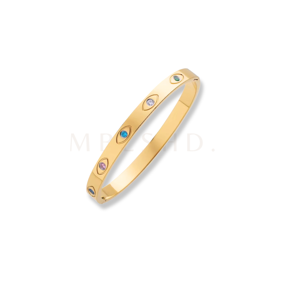 Colorful Eye Bangle Gold
