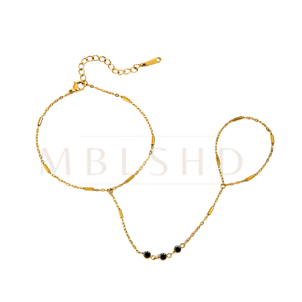 Triple Black Stone Handchain