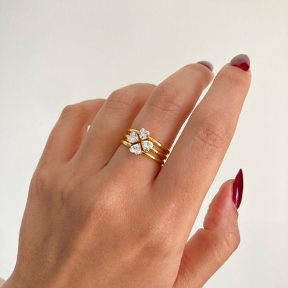 Clover Hearts 3 Pcs Ring