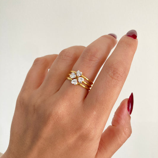 Clover Hearts 3 Pcs Ring