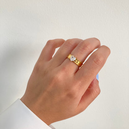 Wide Band Heart Ring