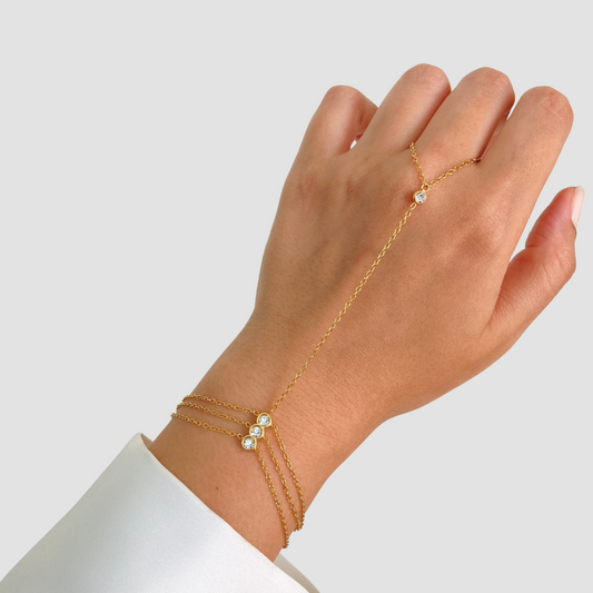 Triple Chain Hand Bracelet