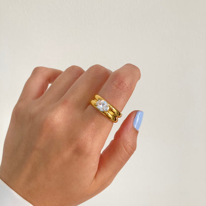 White Wide Band Ring