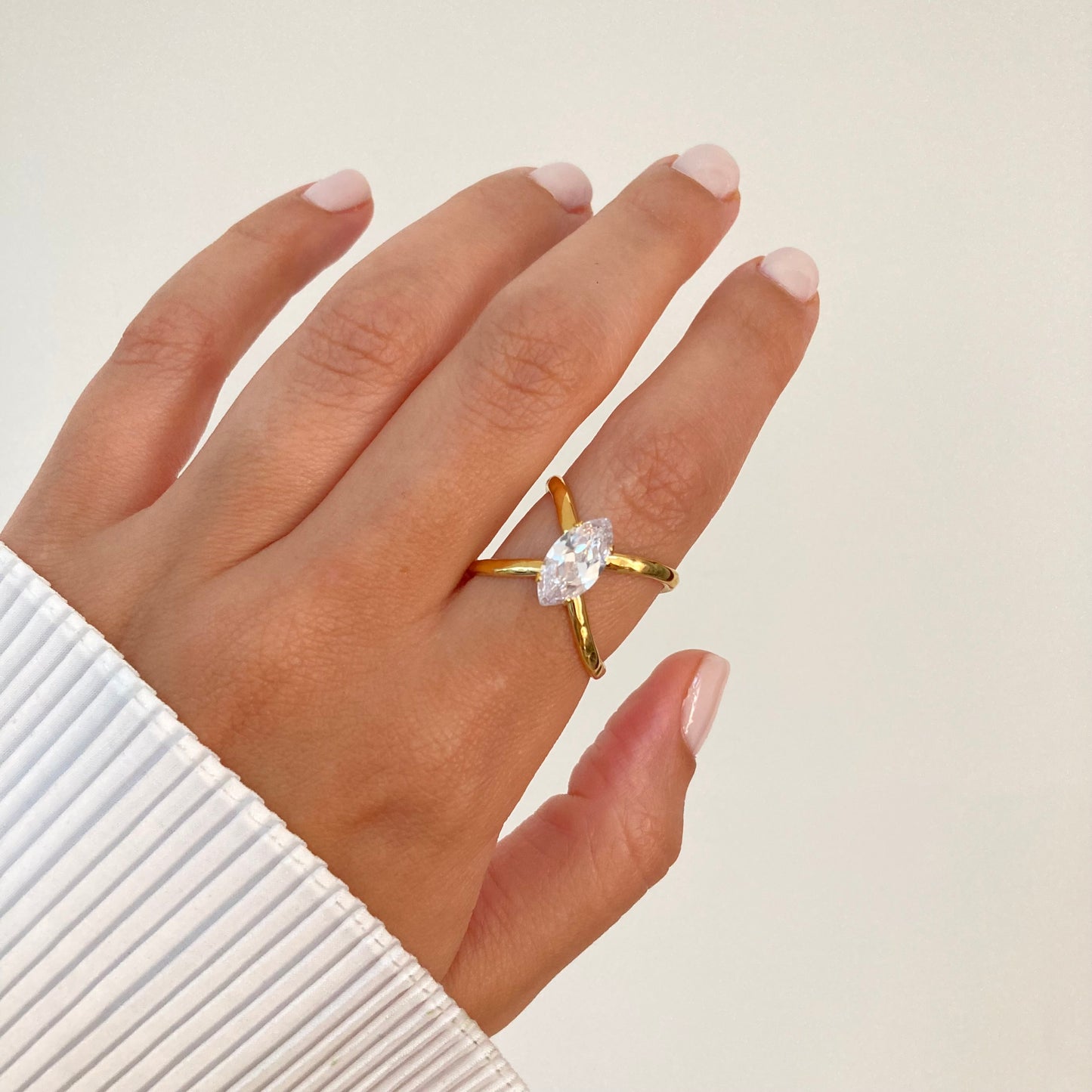 X Shaped Zircon Ring
