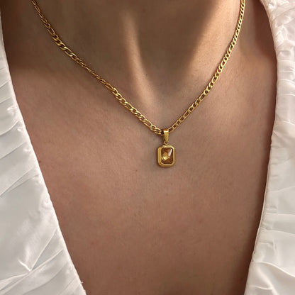 Yellow Square Pendant Necklace