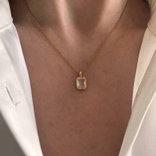 Radiant Rectangle Pendant Necklace