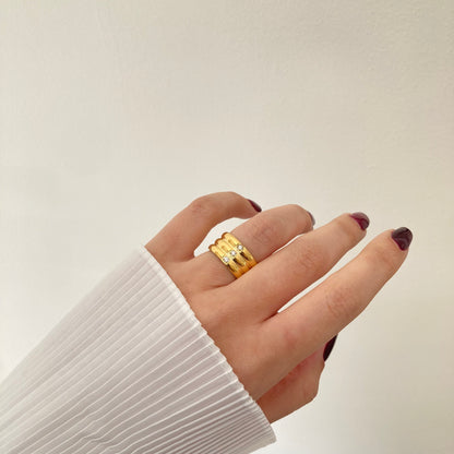 Three Layer Zircon Ring
