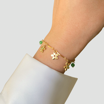 Flower Green Stone Bracelet