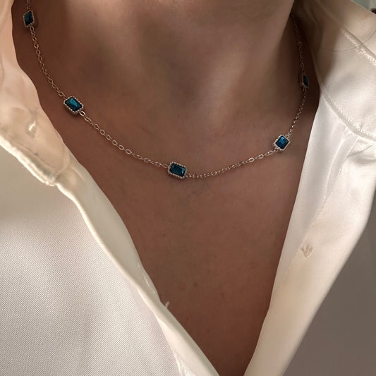 Blue Stones Necklace Silver