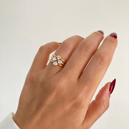 Clover Hearts 3 Pcs Ring