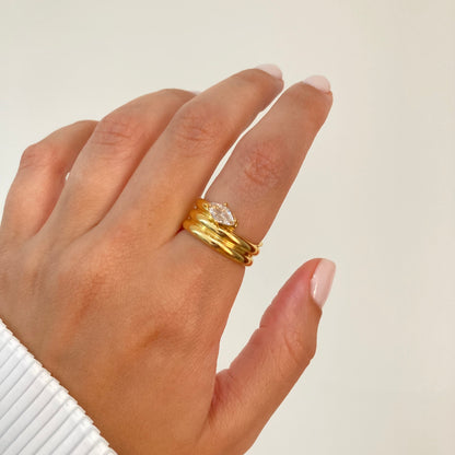 Triple Band Zircon Ring