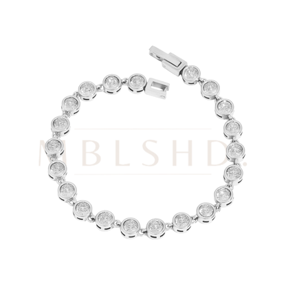 Round Tennis Silver Bracelet