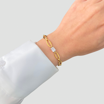 Link Square Stone Bracelet