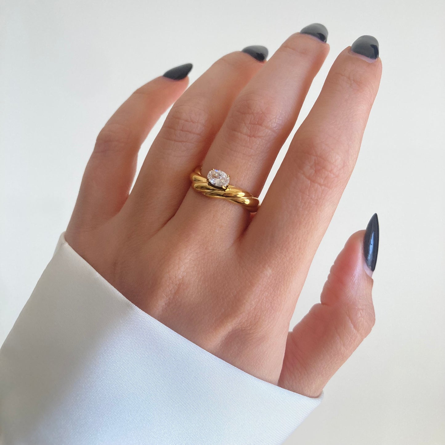 Embellished Oval Twist Ring