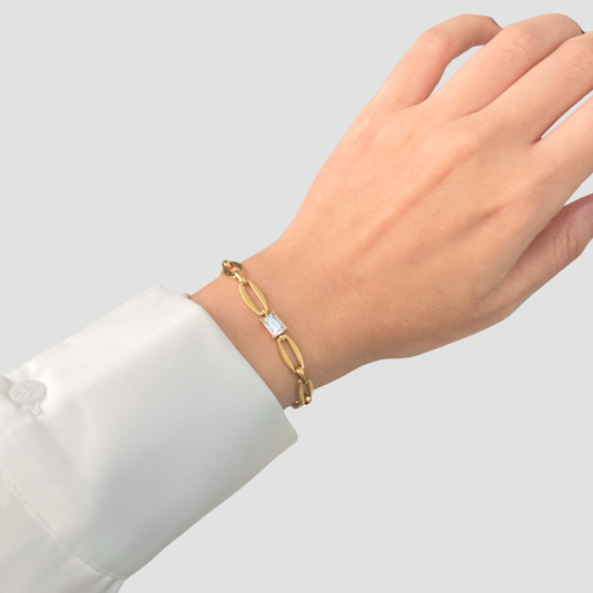 Link Square Stone Bracelet
