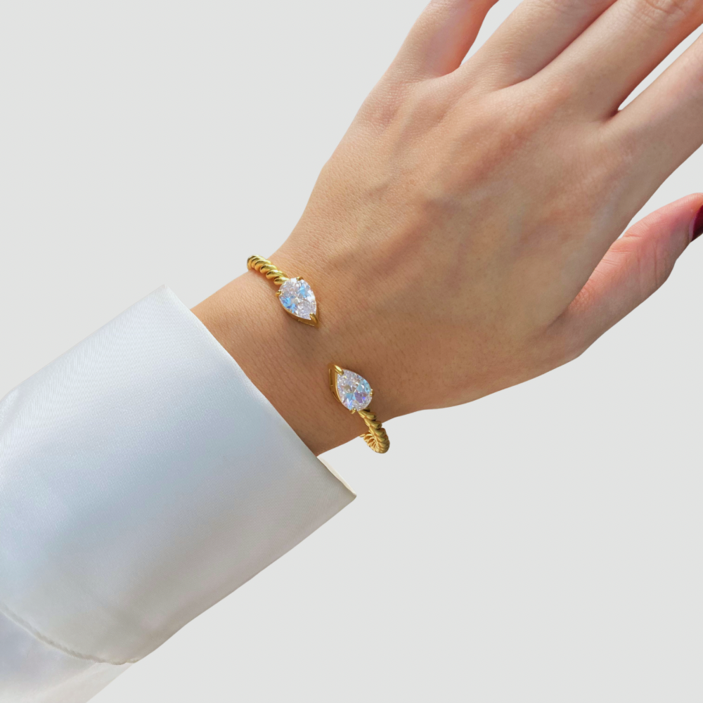 Twisted Crystals Open Bangle