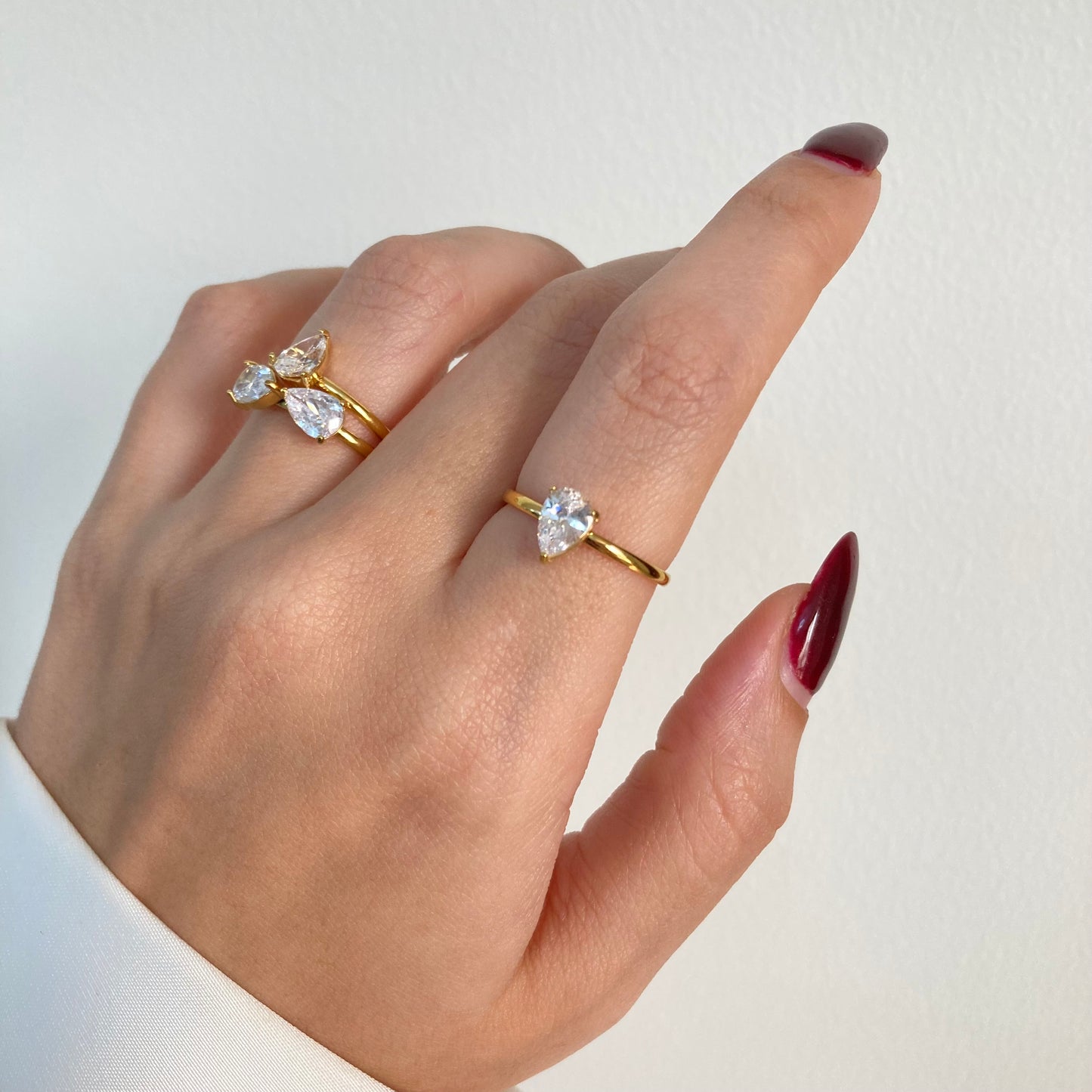 Radiant Teardrop Ring Set