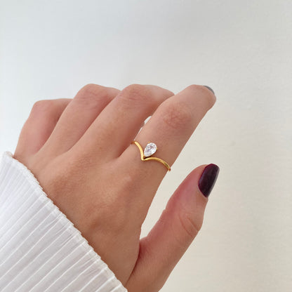 V Shaped Solitaire Ring