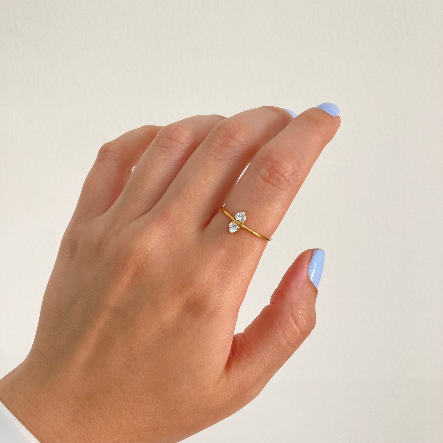 Two Hearts Solitaire Ring