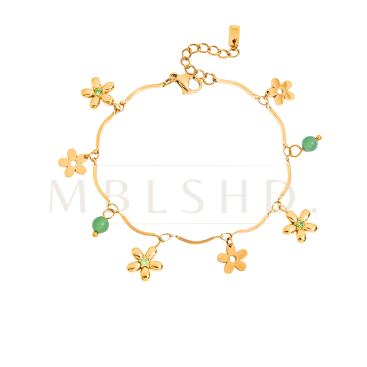 Flower Green Stone Bracelet