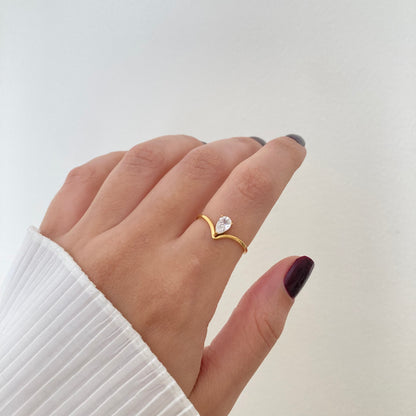 V Shaped Solitaire Ring