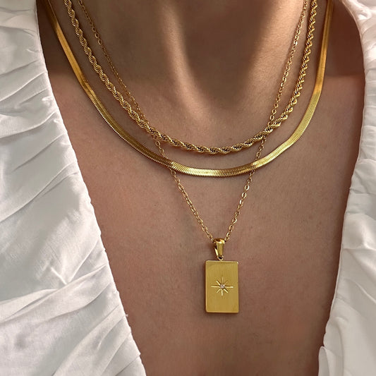 Rectangle Triple Layer Necklace