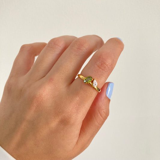 Dainty Olive Stone Ring