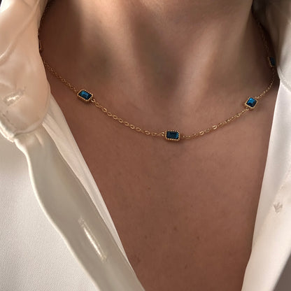 Blue Stones Necklace Gold