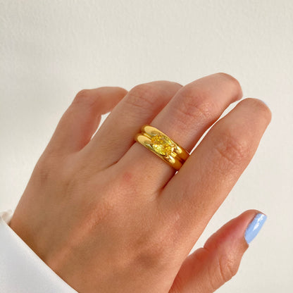 Yellow Wide Band Ring