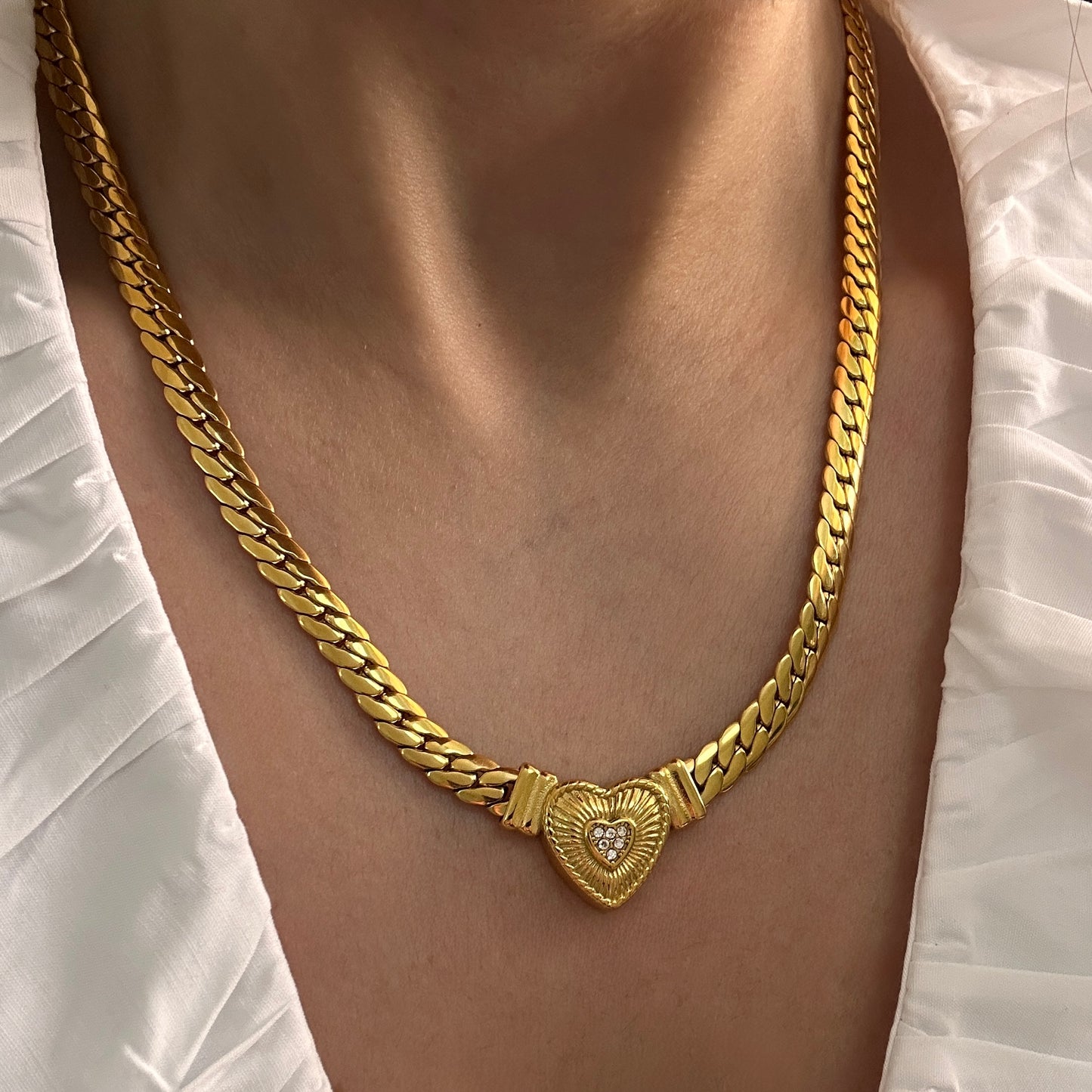 Chunky Heart Pendant Necklace