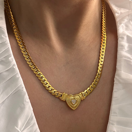 Chunky Heart Pendant Necklace